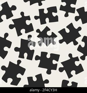 Abstraktes, nahtloses Muster mit Puzzleteilen. Moderner Vektorhintergrund Stock Vektor