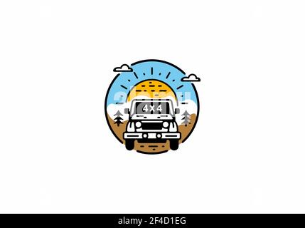Bunte Illustration von 4WD Offroad-Auto-Design Stock Vektor
