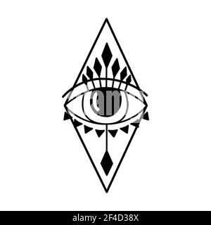 Böses Auge. Auge der Vorsehung. Magische Hexerei Symbol. Magische esoterische Religion heilige Geometrie Symbol Vektor Illustration. Schwarzes Symbol Stock Vektor