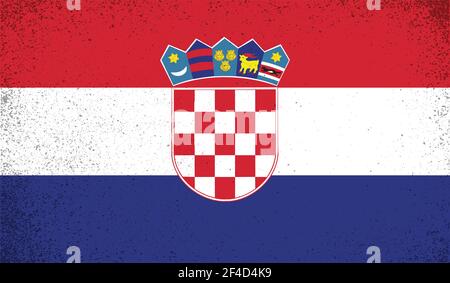 Kroatien Flagge mit wehenden Grunge Textur. Vektorhintergrund. Stock Vektor