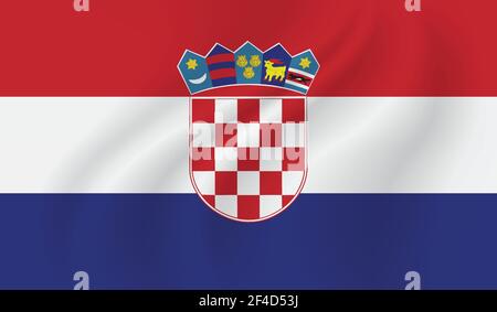 Kroatien Flagge mit wehenden Grunge Textur. Vektorhintergrund. Stock Vektor