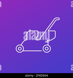 Symbol für dünne Linien des Rasenmähers Stock Vektor