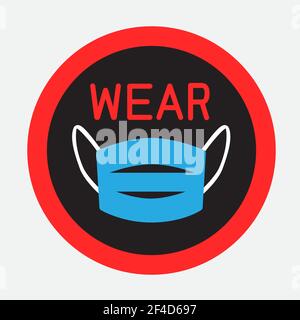 Tragen Sie einen Aufkleber mit medizinischer Maske Stock Vektor
