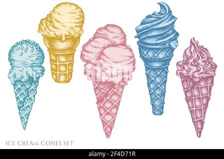 Vektor-Set von Hand gezeichneten Pastell-Eiszapfen Stock Vektor