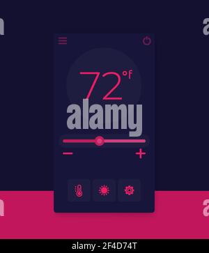 Thermostat-App, mobiles ui-Design Stock Vektor