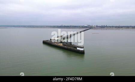 Thorpe Bay Beach Southend-on-Sea, Essex, Aerial Stockfoto