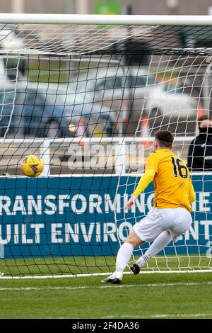 Elgin, Großbritannien. März 2021, 20th. 20. März 2021. Dies ist aus der Scottish League One Match zwischen Elgin City und Edinburgh City. Edinburgh - Josh Campbell Partituren. Quelle: JASPERIMAGE/Alamy Live News Stockfoto