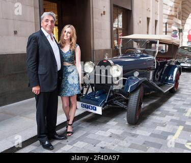 Jim Carter und Laura Carmichael bei der Downton Abbey Season 5 Fotocolo im Hotel Cafe Royal, Piccadilly, London Stockfoto