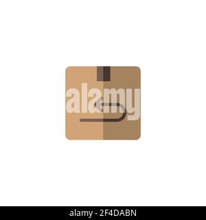 Paket zurücksenden. Versand- und Lieferkarton. Symbol für flache Farbe. Isolierte Commerce-Vektor-Illustration Stock Vektor