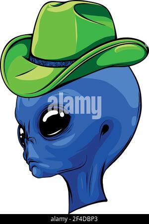 Alien Kopf mit Hut Vektor Illustration Design Stock Vektor