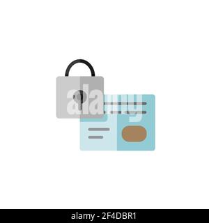 Sichere Kreditkartenzahlung. Sicherheits-Vorhängeschloss. Symbol für flache Farbe. Isolierte Commerce-Vektor-Illustration Stock Vektor