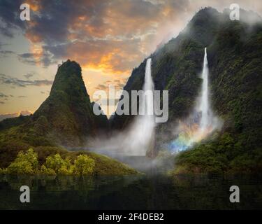 Rainbow Falls, IAO Needle State Park, Hawaii, USA Stockfoto