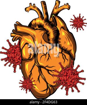 Virus infizieren eine menschliche Herz Vektor-Illustration Stock Vektor