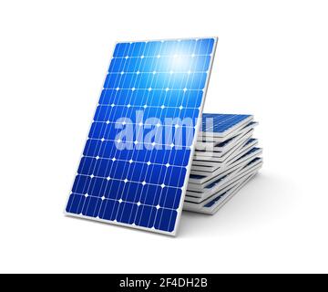 Batterie Solarenergie Strom Strom-Panels. 3D Bild Stockfoto