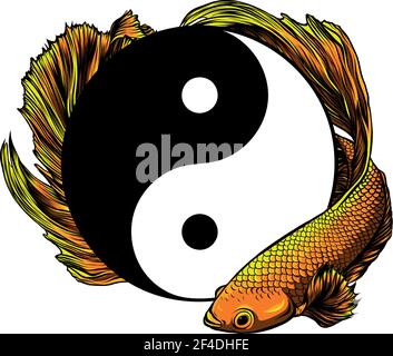 Yin Yang betta splendens Fisch Vektor Illustration Kunst Stock Vektor