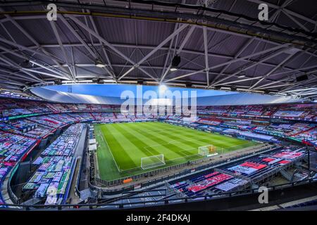 ROTTERDAM, NIEDERLANDE - 20. MÄRZ: Gesamtansicht des Feyenoord Stadions De Kuip während des Eredivisie-Spiels zwischen Feyenoord und FC Emmen im Stadion Feijenoord De Kuip am 20. März 2021 in Rotterdam, Niederlande (Foto: Yannick Verhoeven/Orange Pictures) Stockfoto