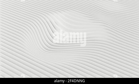 Hellweißer grauer Hintergrund mit welligen Relieflinien Formen, 3D Rendering Stockfoto