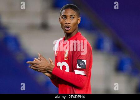 GENK, BELGIEN - MÄRZ 19: Moussa Sissako von Standard de Liege beim Jupiler Pro League Spiel zwischen KRC Genk und Standard de Liege bei Cristal Ar Stockfoto