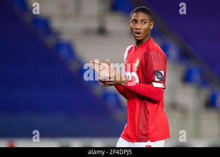 GENK, BELGIEN - MÄRZ 19: Moussa Sissako von Standard de Liege beim Jupiler Pro League Spiel zwischen KRC Genk und Standard de Liege bei Cristal Ar Stockfoto