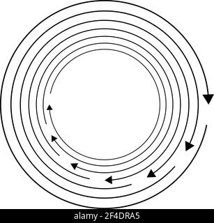 Rotierende Pfeile. Konzentrisches, radiales und kreisförmiges Pfeilelement. Zyklischer Cursor, Zeigersymbol – Vektorgrafik, Grafik-Clip-Art Stock Vektor