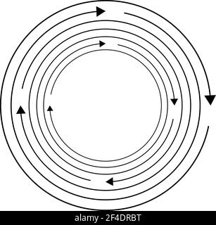 Rotierende Pfeile. Konzentrisches, radiales und kreisförmiges Pfeilelement. Zyklischer Cursor, Zeigersymbol – Vektorgrafik, Grafik-Clip-Art Stock Vektor