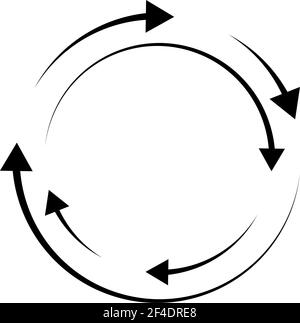 Rotierende Pfeile. Konzentrisches, radiales und kreisförmiges Pfeilelement. Zyklischer Cursor, Zeigersymbol – Vektorgrafik, Grafik-Clip-Art Stock Vektor