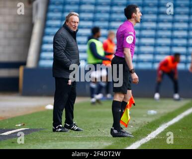 LONDON, Großbritannien, MÄRZ 20: Neil Warnock Manager von Middlesbrough während der Sky Bet Championship zwischen Millwall und Middlesbrough im Den Stadium, London am 20th. März 2021 Credit: Action Foto Sport/Alamy Live News Stockfoto