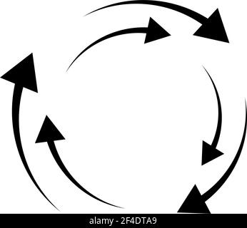 Rotierende Pfeile. Konzentrisches, radiales und kreisförmiges Pfeilelement. Zyklischer Cursor, Zeigersymbol – Vektorgrafik, Grafik-Clip-Art Stock Vektor