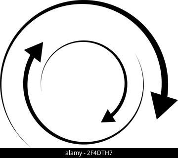 Rotierende Pfeile. Konzentrisches, radiales und kreisförmiges Pfeilelement. Zyklischer Cursor, Zeigersymbol – Vektorgrafik, Grafik-Clip-Art Stock Vektor
