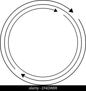 Rotierende Pfeile. Konzentrisches, radiales und kreisförmiges Pfeilelement. Zyklischer Cursor, Zeigersymbol – Vektorgrafik, Grafik-Clip-Art Stock Vektor