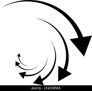 Rotierende Pfeile. Konzentrisches, radiales und kreisförmiges Pfeilelement. Zyklischer Cursor, Zeigersymbol – Vektorgrafik, Grafik-Clip-Art Stock Vektor