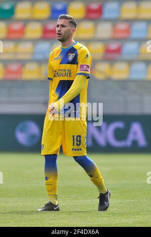 Frosinone, Italien, 20. März 2021. Alessio Tribuzzi Spieler von Frosinone, während des Spiels der italienischen Liga-Serie B zwischen Frosinone gegen Lecce Endergebnis 0-3, Spiel im Benito Stirpe Stadion in Frosinone gespielt. Kredit: Vincenzo Izzo / Alamy Live Nachrichten Stockfoto