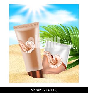 Peeling Bio Kosmetik Werbe Poster Vektor Stock Vektor