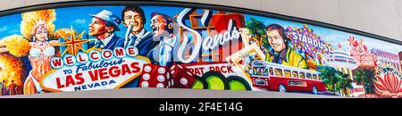 The Mural 'Echoes of Las Vegas' von Adolfo R. Gonzalez im McCarran International Airport, Las Vegas, Nevada, USA Stockfoto