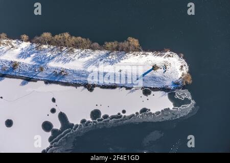 Luftbild, Kemnader See, Landzunge mit Leuchtturm, Querenburg, Bochum, Ruhrgebiet, Nordrhein-Westfalen, Deutschland, DE, Europa, Kemnader-Stausee, Stockfoto