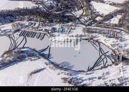 Luftaufnahme, Kemnader See, Heveney Hafen, Querenburg, Bochum, Ruhrgebiet, Nordrhein-Westfalen, Deutschland, DE, Europa, Kemnader Reservoir, Antenne pho Stockfoto