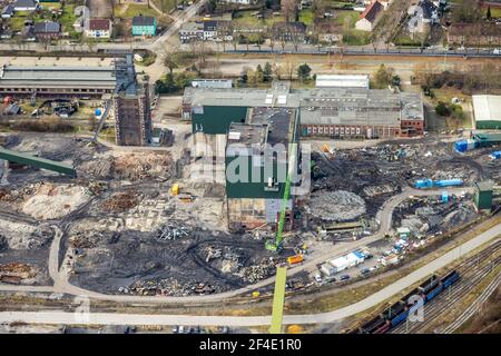 Luftaufnahme, Baustellenabbrucharbeiten der ehemaligen Prosper-Haniel II Mine, Bottrop, Ruhrgebiet, Nordrhein-Westfalen, Deutschland, Abriss, Stockfoto