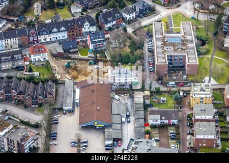 Luftaufnahme, Diakonalarbeit Gladbeck-Bottrop-Dorsten Seniorenzentrum Käthe Braus, Baustelle Neustraße, Bottrop, Ruhrgebiet, Nordrhein-Westfalen Stockfoto