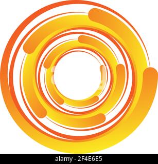 Zyklischer Kreis, Helix, Spiralelement. Konzentrische Form mit Rotations-, Zentrifuge- und Kreideeffekt. Vektordarstellung „Drehen“, „Wirbeln“ und „Wirbeln“ – S Stock Vektor