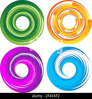 Zyklischer Kreis, Helix, Spiralelement. Konzentrische Form mit Rotations-, Zentrifuge- und Kreideeffekt. Vektordarstellung „Drehen“, „Wirbeln“ und „Wirbeln“ – S Stock Vektor