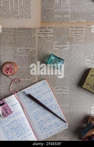 Schreibtagebuch flach Lay Stockfoto