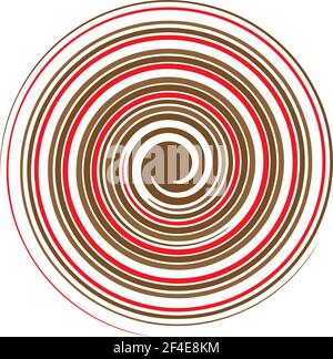 Zyklischer Kreis, Helix, Spiralelement. Konzentrische Form mit Rotations-, Zentrifuge- und Kreideeffekt. Vektordarstellung „Drehen“, „Wirbeln“ und „Wirbeln“ – S Stock Vektor