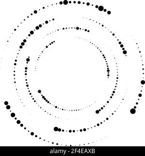 Zufällige Kreise, gepunktet, Punkte Spirale Wirbel wirbeln Element. Polka Punkte, Stipple-Stippling Cochlea und Volute, Helix Design-Element – Stock Vektor illust Stock Vektor