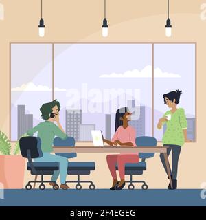 Menschen im Coworking Space Vektor-Illustration. Stock Vektor