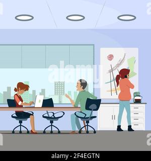 Menschen arbeiten im Coworking Space Vektor-Illustration. Stock Vektor