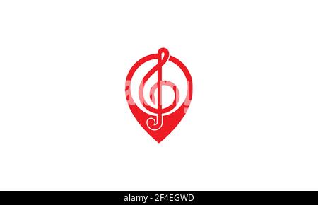 Musiknote mit Pin-Map Position Logo Vektor Symbol Symbol Design-Illustration Stock Vektor