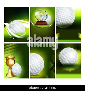 Golf Club Field Spielplatz Spiel Poster Set Vektor Stock Vektor