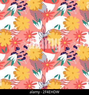 Organisch flach abstrakt Blumenmuster Vektor-Illustration. Stock Vektor