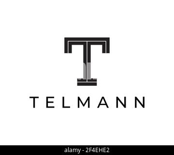 Initial Letter Typ T schwarz elegantes Logo-Design. Abstraktes minimalistisches Vektor-Icon mit T-Monogramm für eine Markenidentität. Stock Vektor