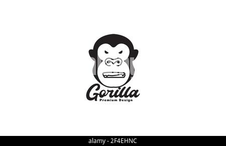 Kopf niedlich Tier Gorilla wütend Logo Vektor Symbol Symbol Design Abbildung Stock Vektor